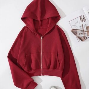 Red Crop Zip Up